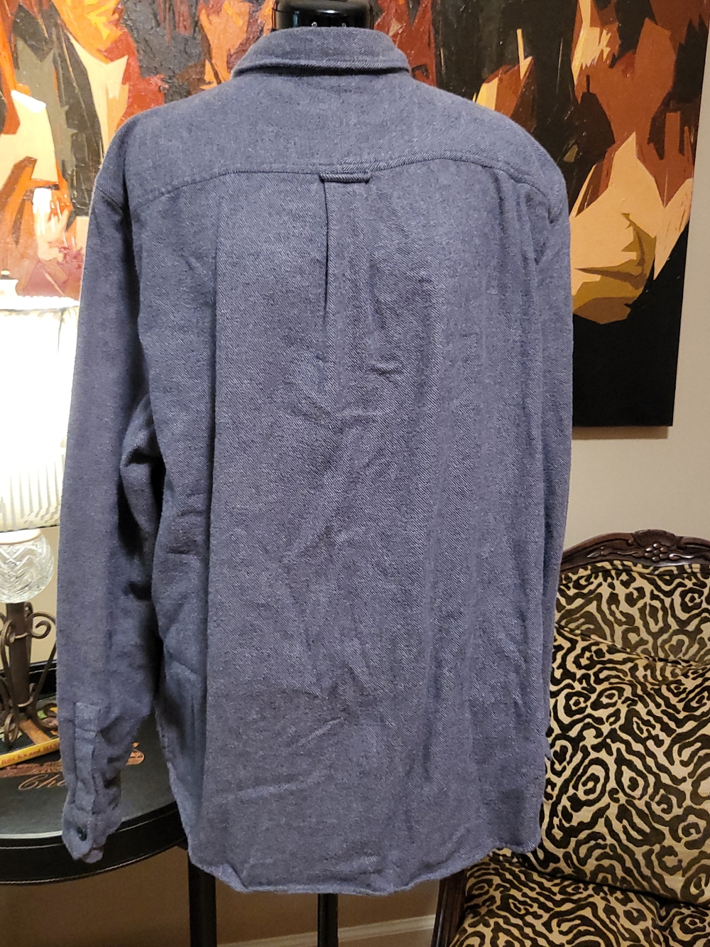 Todd Snyder Alaskan Chamois Men's Long-Sleeve Button-Down Shirt - Slate Blue XL - Picture 3 of 6